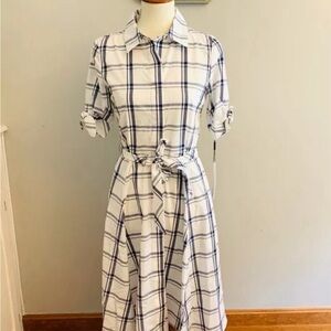 ISO Calvin Klein blue and white plaid shirt dress size 0-2